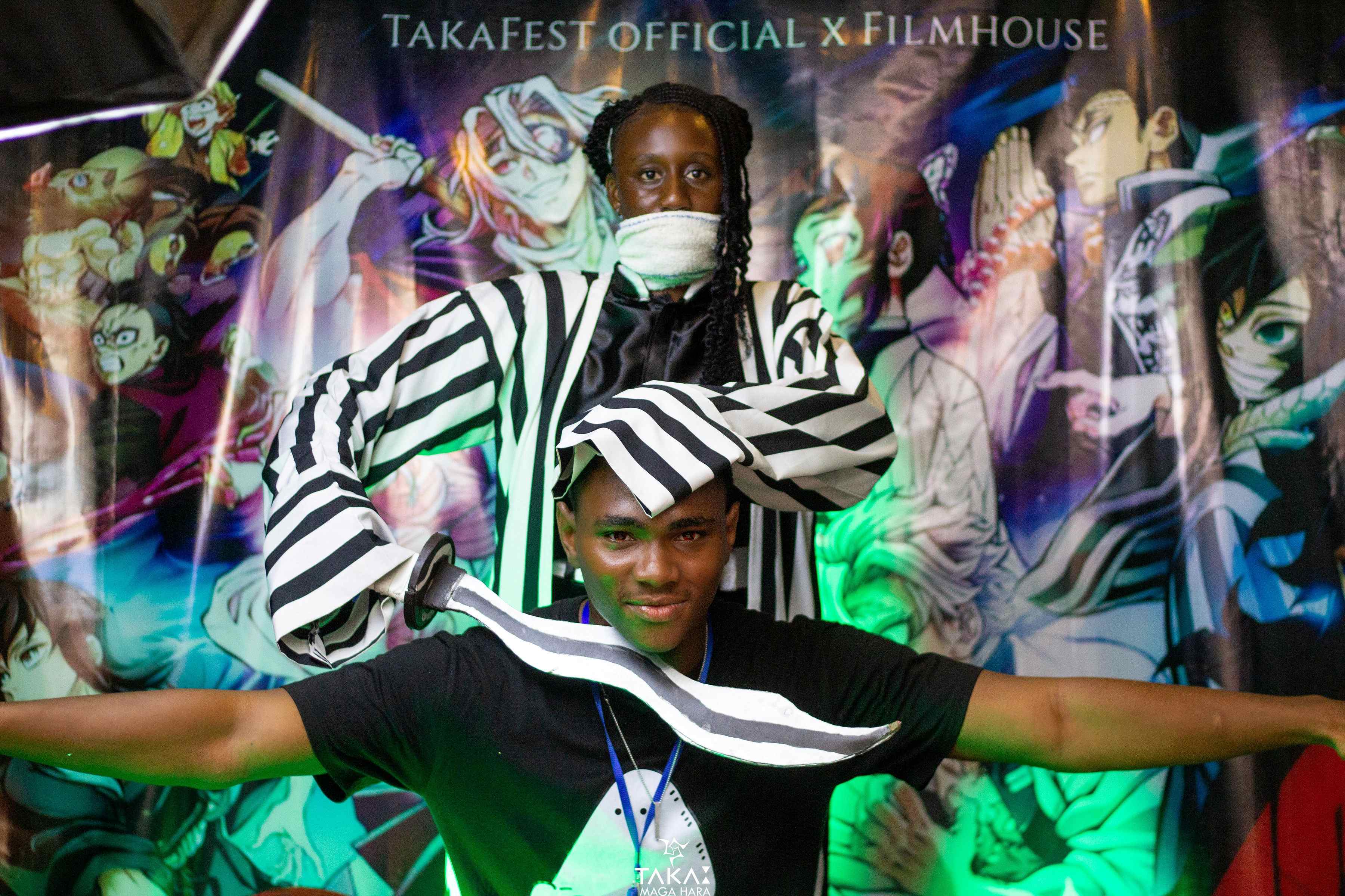 Crowd at a vibrant festival with lights